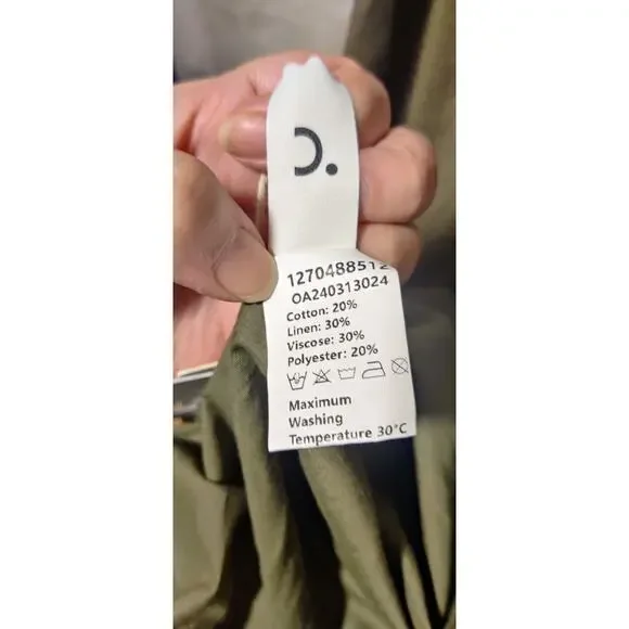 Commense Olive Green Linen and Cotton Halter Maxi Dress Sz S Boho Lagenlook NWT - Picture 7 of 9